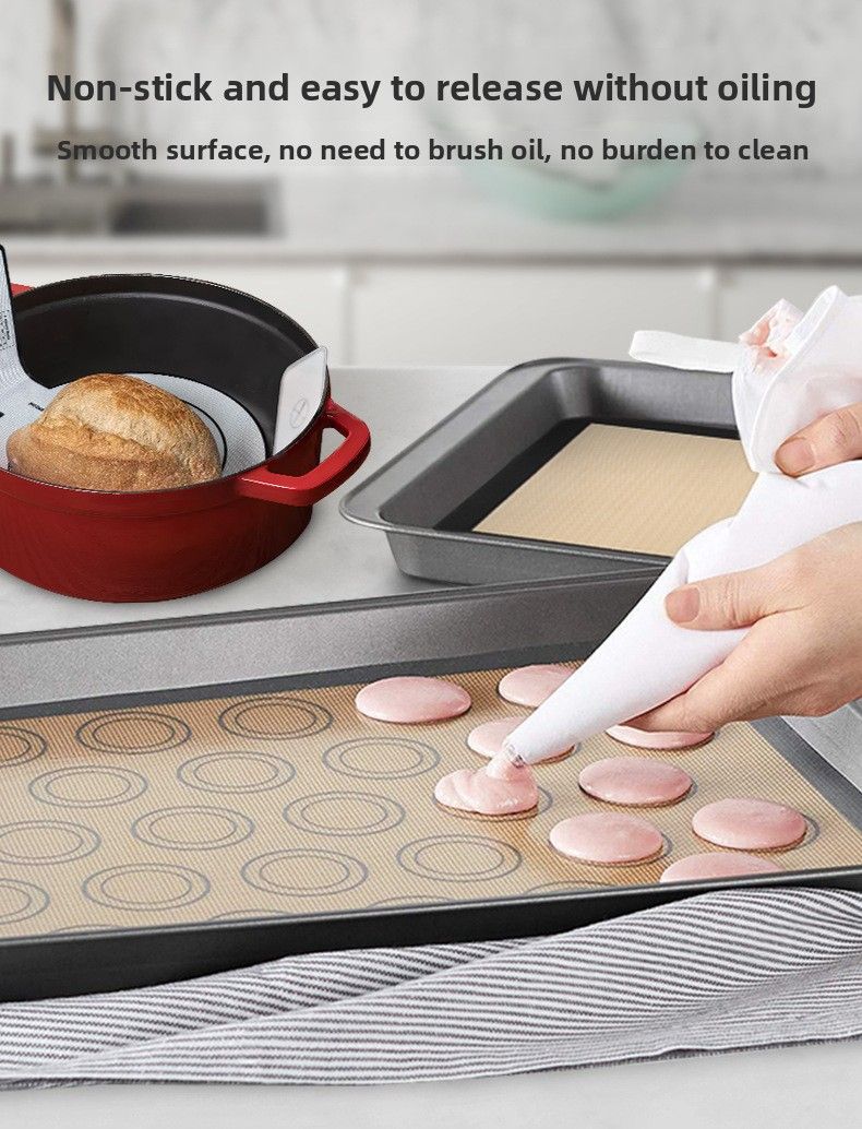 Siliconen Macaron Glasvezel Oven met Dubbele Handgrepen Brood Transfer Koekjes Dutch Bakmat_voghion.com
