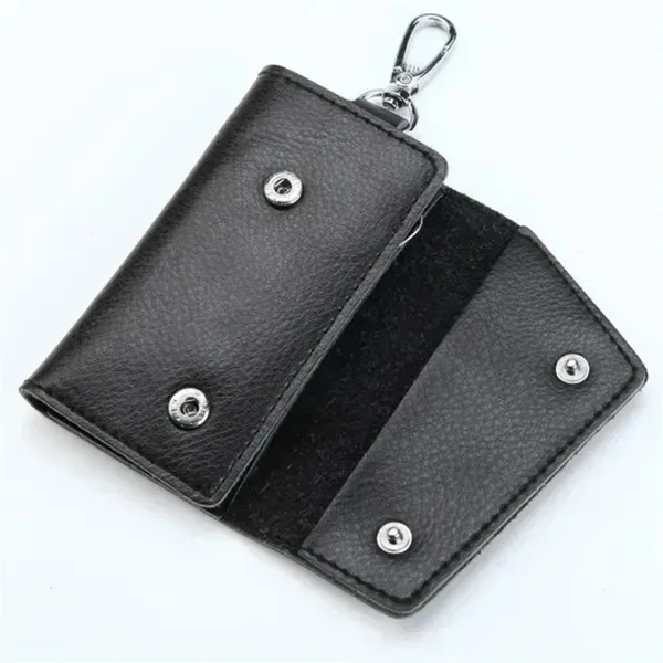 Modische, tragbare Geldbörse aus echtem Leder, Mini-Kartenetui, Unisex-Schlüsseltasche in schlichter, einfarbiger Ausführung_voghion.com