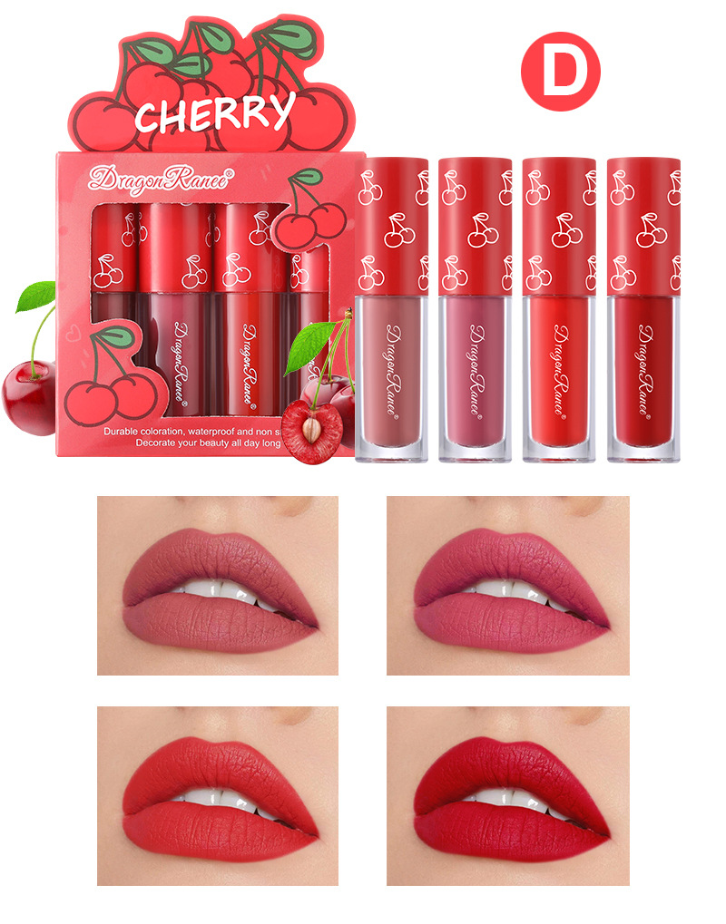 4-teiliges Mini-Set samtmatter Lipglosse – lang anhaltendes, nicht klebendes Lippen-Make-up mit Fruchtduft_voghion.com
