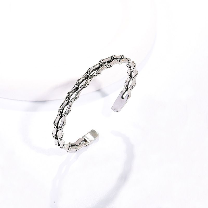 Bracciale rigido aperto unico da uomo, intrecciato a doppio strato in bambù cubano alla moda_voghion.com