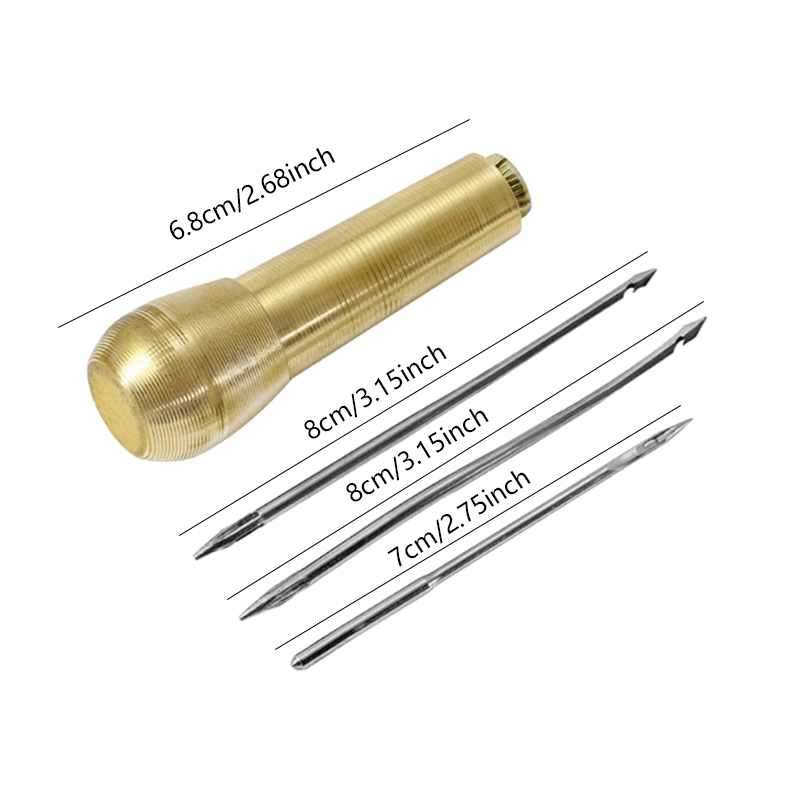 4 Stks/set Priem Massief Messing Handvat Bovenste Schoen Herstellen Leer Tool Met Gat Haak_voghion.com