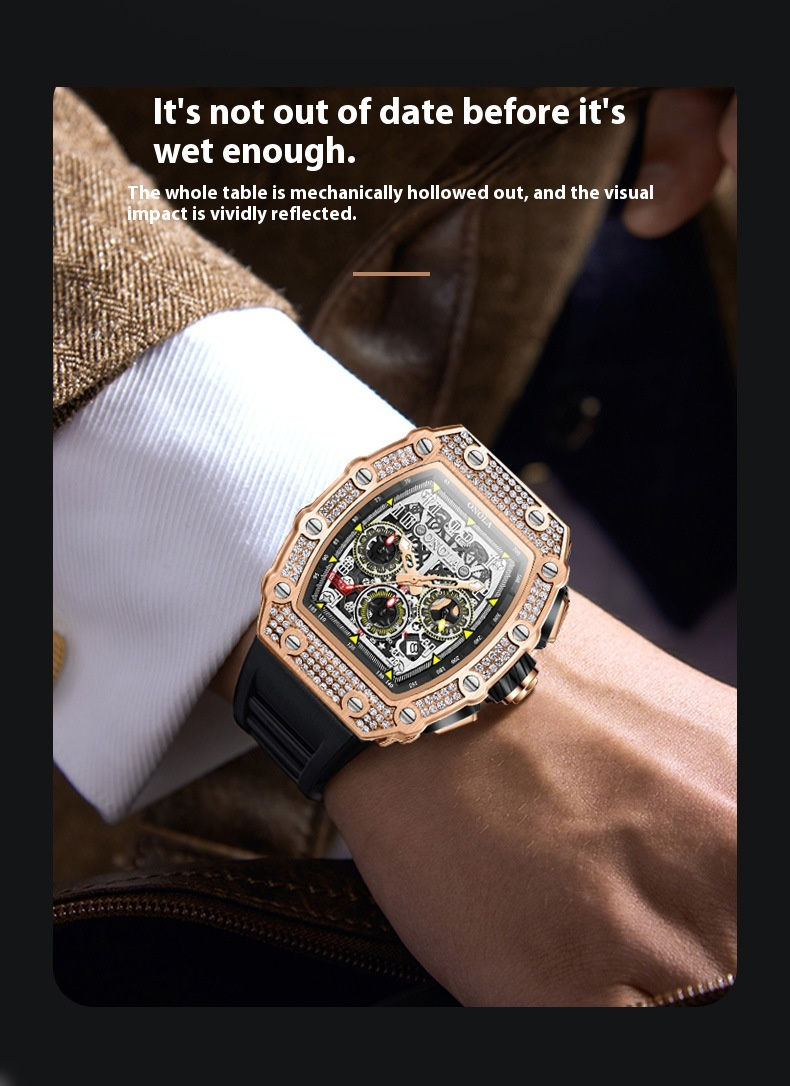 ONOLA/Orona full diamond fashionable new multi-functional mechanical men's tape Kwai live watch_voghion.com