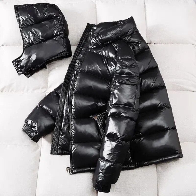New Winter Men Shiny Puffer Jackets Hooded Casual White Duck Down Coats High Quality Male Outdoor Windproof Warm Jackets 3XL_voghion.com