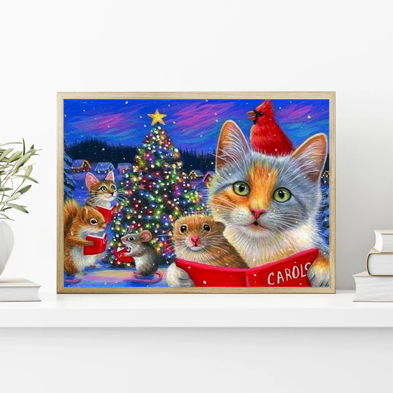 RUOPOTY Classic Paint By Numbers Handmade Decorative Paintings Christmas Cat and Mouse Animals Painting Numbers Home Decor_voghion.com