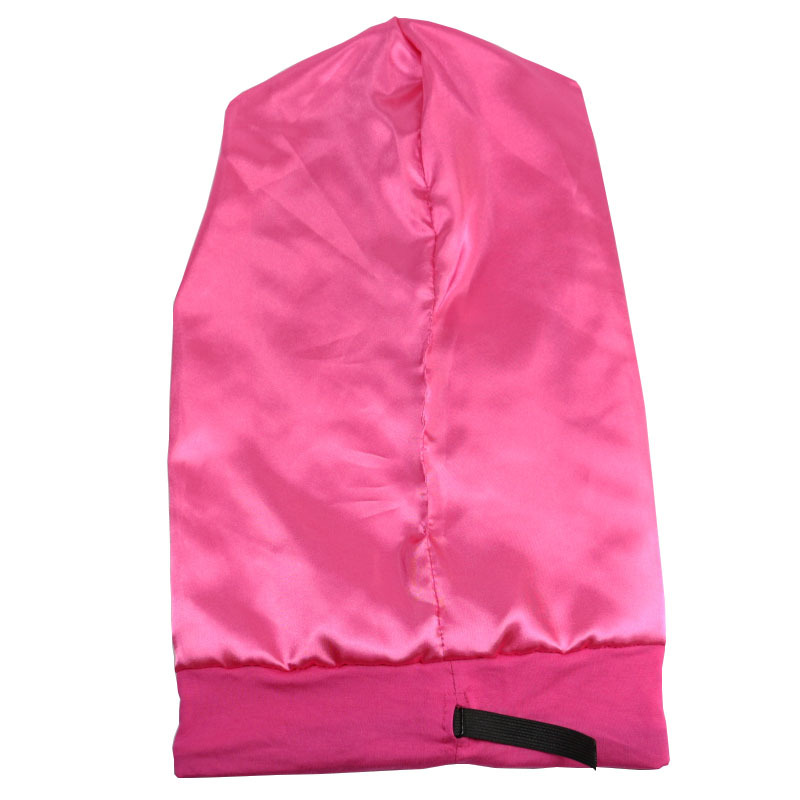 Large size women's long tail sleeping cap double layer satin pullover hat elastic elastic adjustable hat hot selling_voghion.com