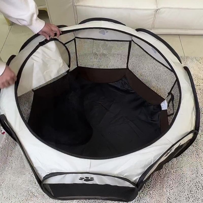Octagonal Foldable Waterproof Oxford Cloth Pet Tent Removable Washable Scratch-Resistant Dog Cat Maternity Cage_voghion.com