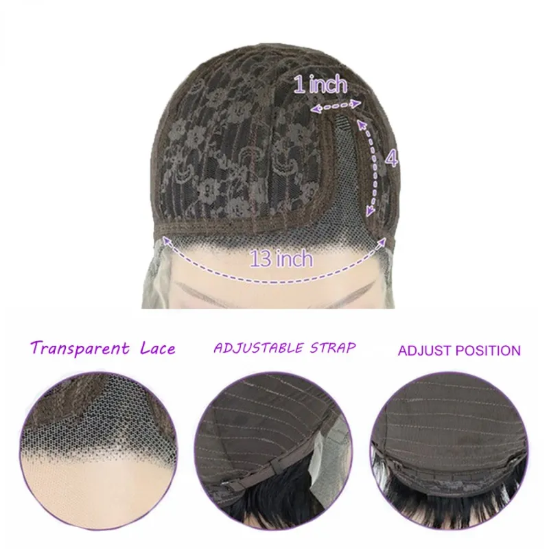 150 % Dichte 6 Zoll 13 x 1 T-Teil Spitzenperücke Gerade Kurze Pixie Cut Perücke Remy Echthaarperücken für Frauen_voghion.com