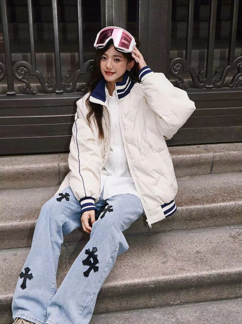 Giacca invernale da donna in stile coreano alla moda, leggera, in cotone e piumino, con collo alto, spessa e calda_voghion.com