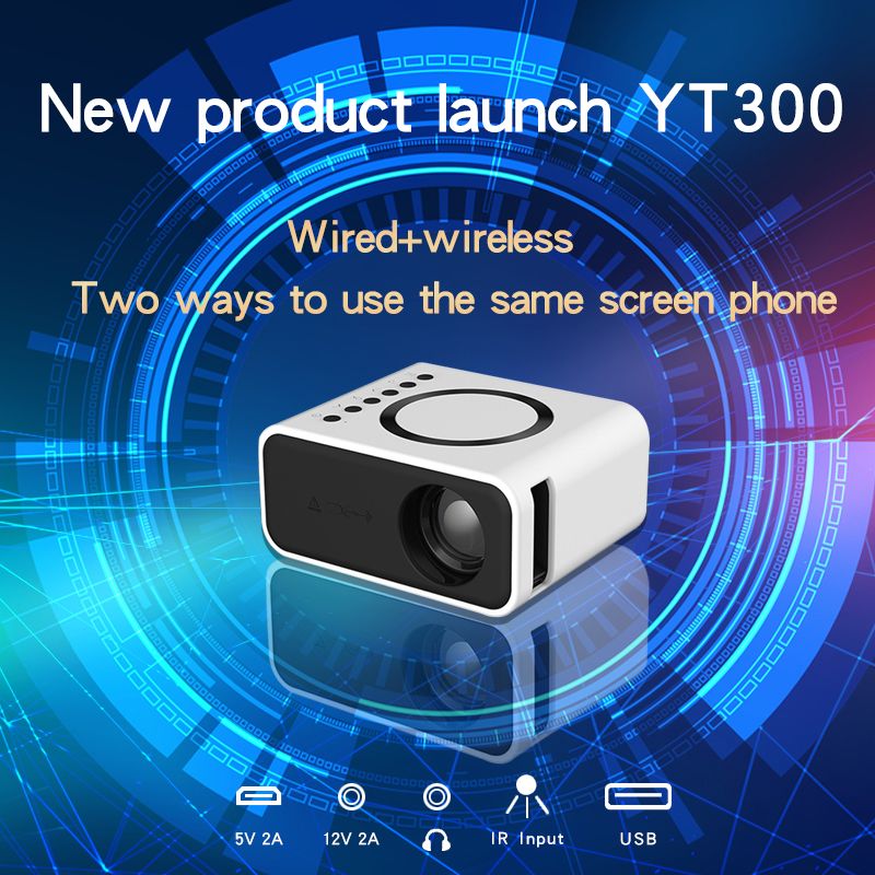 YT300 Mini Portable LED Ultra HD Wired Wireless Connection Mobile Home Theater Projector_voghion.com