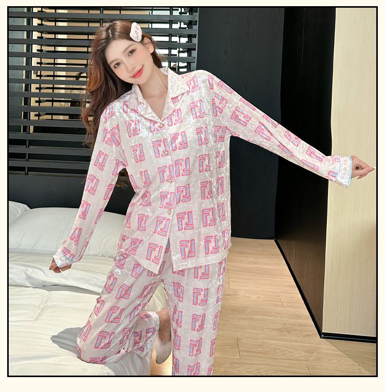 UnterwäscheNeuer Stil Gold Samt Pyjamas Für Frauen Frühling Und Herbst Lange Ärmel Herbst Und Winter Hause Kleidung_voghion.com