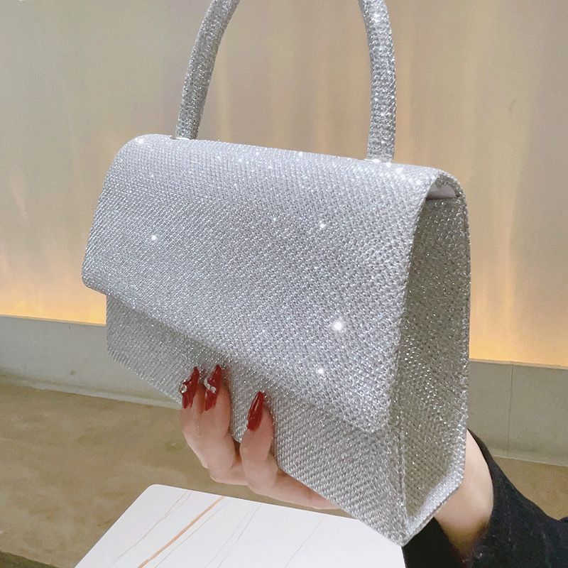 Borsa da donna alla moda, piccola, da giorno, a tracolla, da sera, in argento._voghion.com