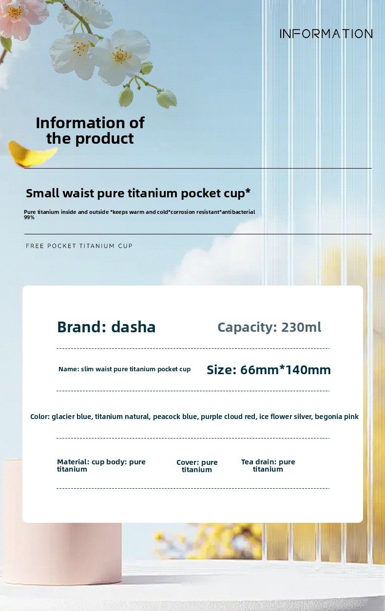 Rein isolierte doppelschichtige Wasser-Hochwert-Teetasche, tragbar, kompakt, Titan-Kristall, Eintopf, Kaffeetasse_voghion.com