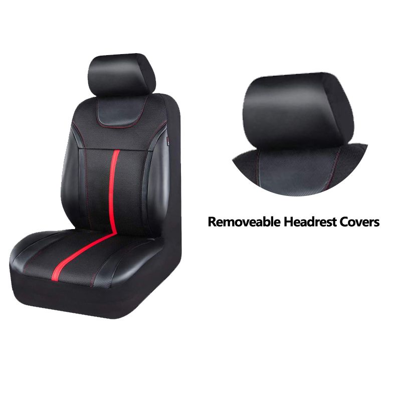 AUTO PLUS Sporty Carbon Leather Universal Car Seat Cover With Zipper Design Fit For Suvs, , Sedans, Trucks Airbag_voghion.com