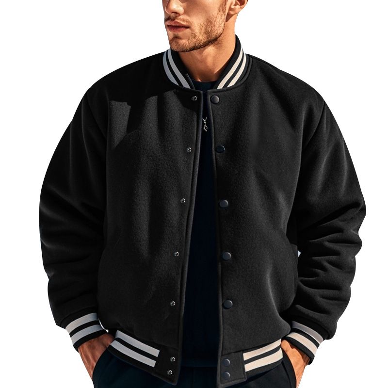CT Men's Autumn Winter Fleece American Style Loose Casual Stand Collar Baseball Air Force One Flight Jacket_voghion.com