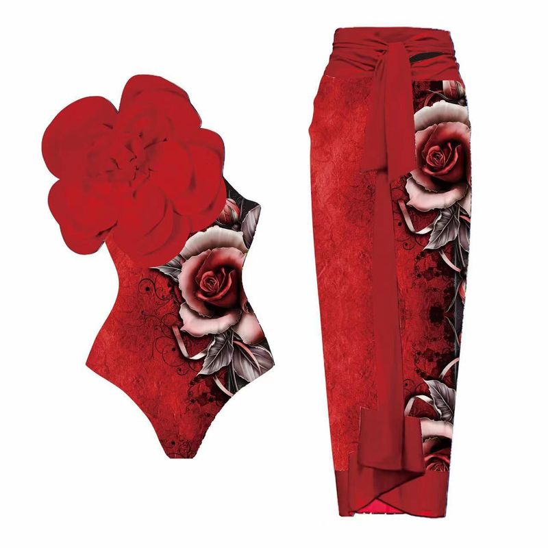 Dameskleding Nieuw Eendelig Badpak Dames Strak Slanke Grote Bloem Niche Badpak Pak Chiffon Lange Rok_voghion.com