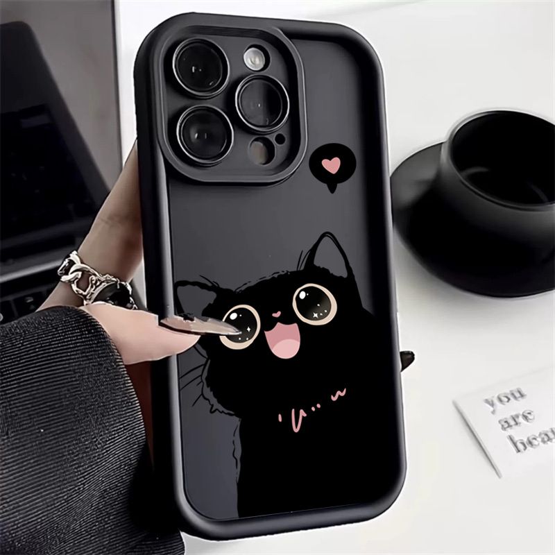 Custodia per telefono per Xiaomi Redmi 14C 13C 12C Redmi Note 13 12 Pro Plus 5G 12S 11S 11 10S 10 13 4G Lovely Black Cat Soft Bumper Cover_voghion.com
