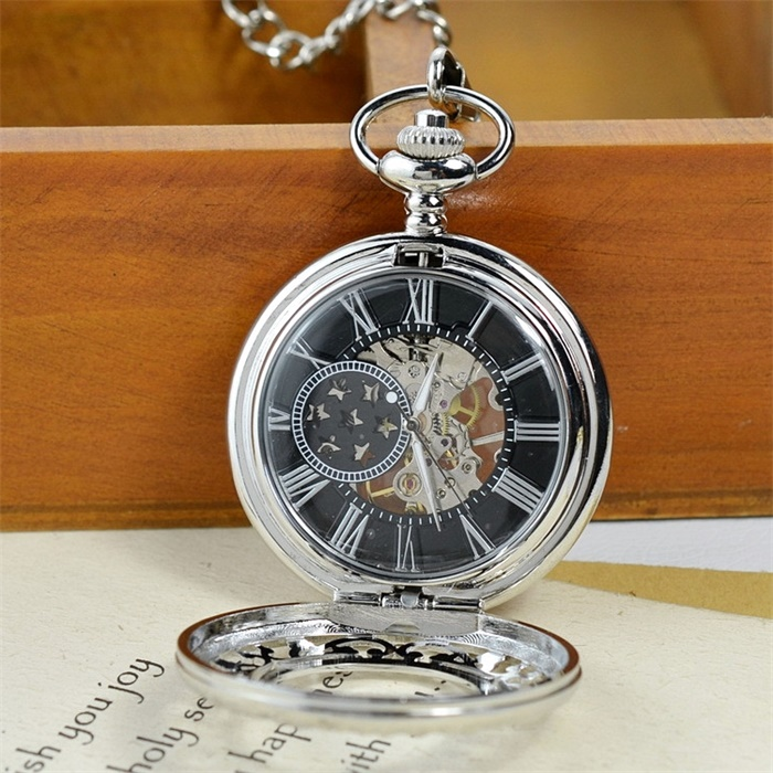 Vintage manual mechanical pocket watch clamshell carved lovers watch men's pocket watch_voghion.com