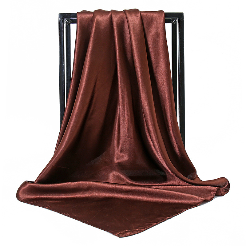 Fashion temperament new satin women's pure color scarf imitation silk monochrome professional flight attendant square scarf_voghion.com