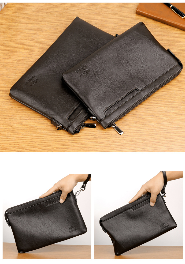 Herre ClutchBag håndledstaske Konvoluttaske med stor kapacitet Herre blødt læder Casual taske underarm Clip Bag_voghion.com