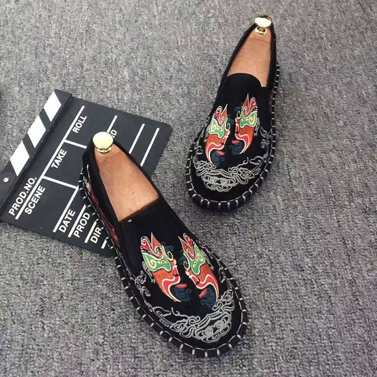 Leisure Embroidered Xishan Handmade Cloth Shoes Men And Women's Old Beijing Breathable Social Bean Shoes Canvas_voghion.com