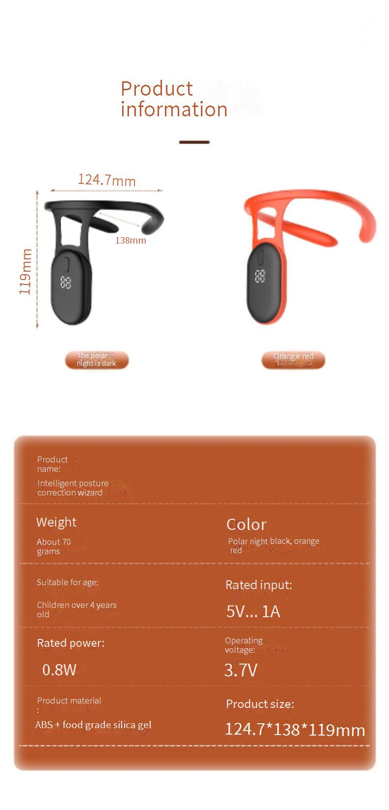 Centură de corecție cocoșată pentru copii, corector inteligent al posturii, vibrații Elf, memento pentru gât agățat, afișaj LCD, memento pentru postura de ședere_voghion.com