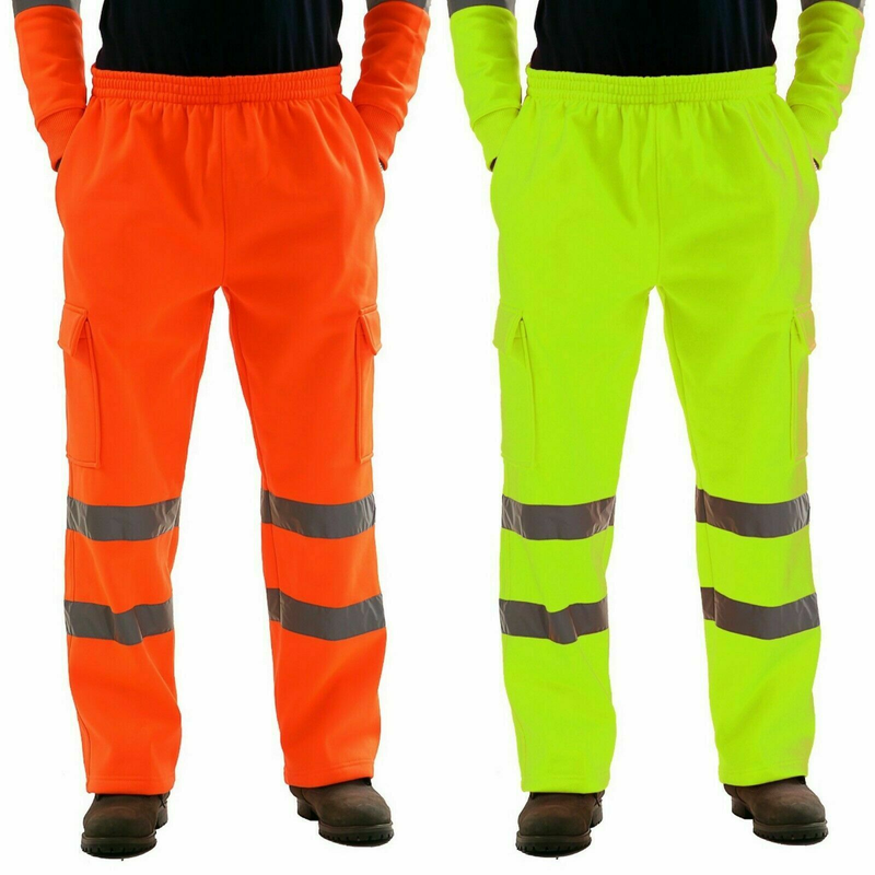 Pantalones casuales de polar con tira reflectante para uniforme de trabajador sanitario para hombre_voghion.com