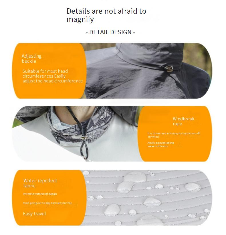 Cappello da sole unisex UPF 50+ con paranuca - Protezione UV per viaggi e pesca all'aperto in estate_voghion.com