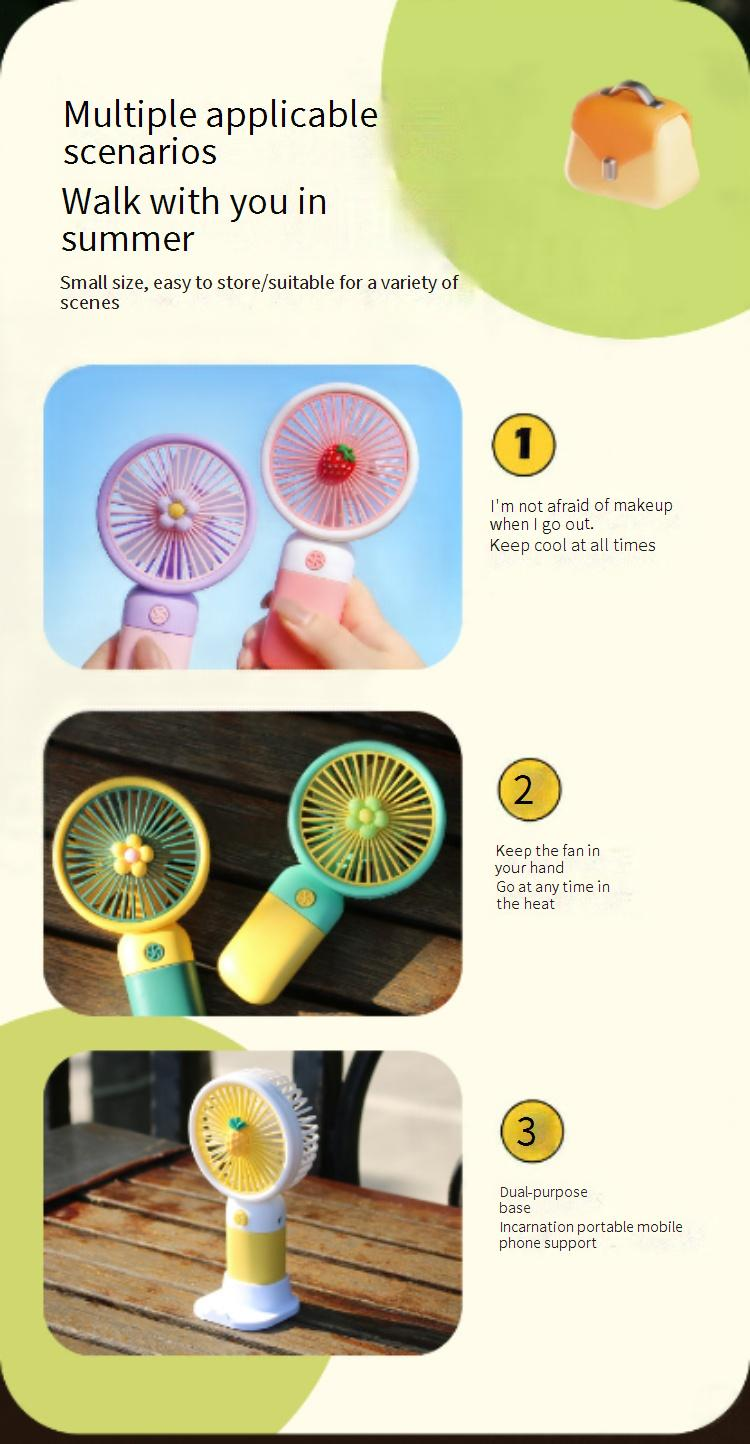 Bloemen- en fruithandventilator voor kinderen - USB oplaadbare draagbare bureau- en buitenventilator_voghion.com