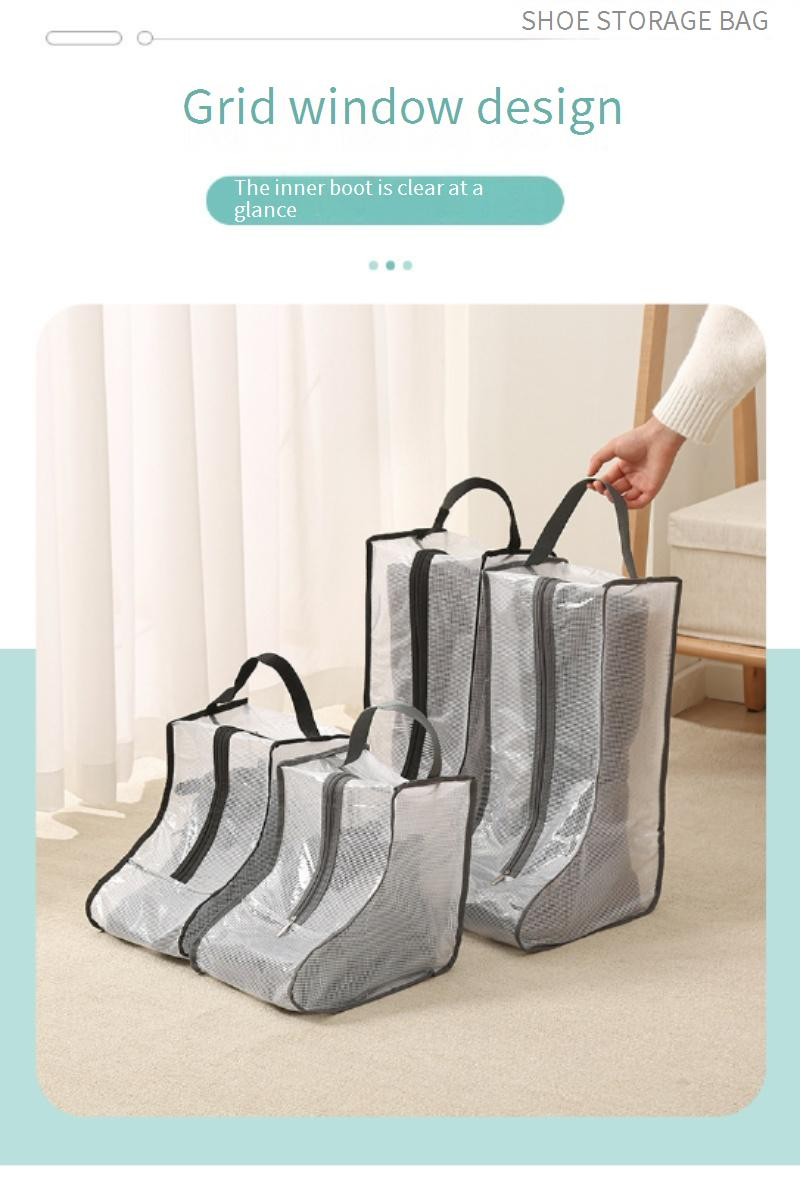 Boot Storage Bags For Travel - Clear Dustproof Shoe Protector (Fits Knee-High & Ankle Boots Zippered Closure Breathable Fabric Packable Design)_voghion.com