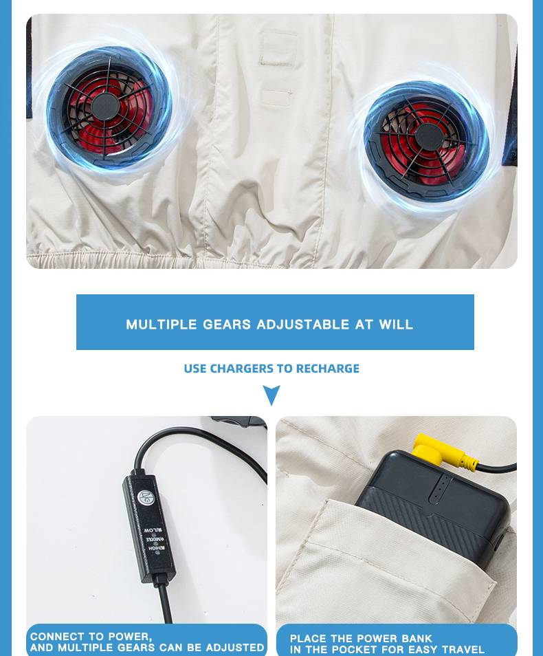 Kühlende Arbeitsjacke für Herren mit eingebautem Ventilator, wiederaufladbar, Sicherheitsarbeitskleidung für den Sommer zum Schweißen und Bauen – atmungsaktive Kleidung zum Wärmeabbau_voghion.com