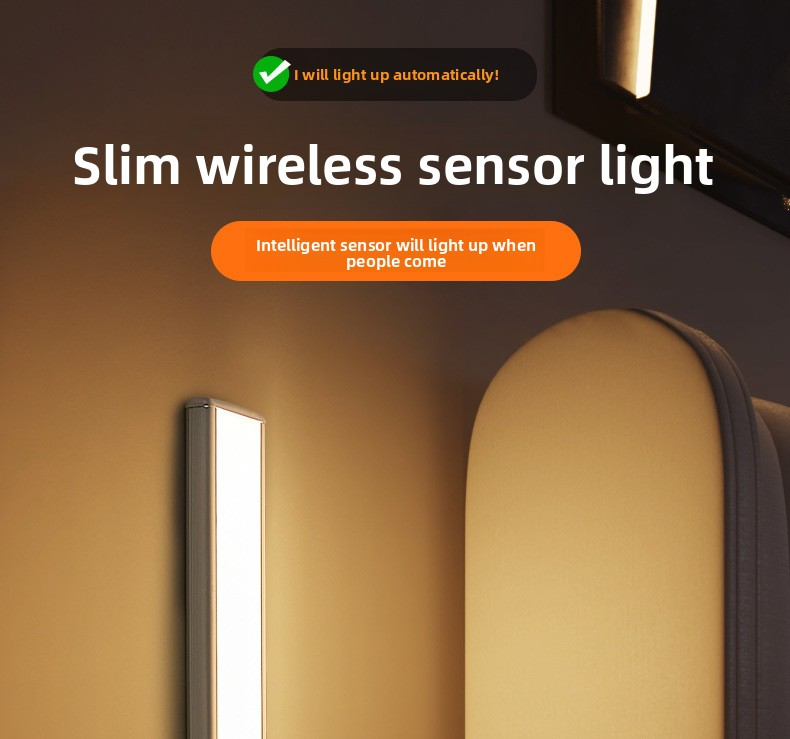 Slimme LED-nachtlamp met menselijke sensor - oplaadbaar, dimbaar, magnetisch en zelfklevend voor kasten, gangen en trappen. Modern minimalistisch ontwerp._voghion.com