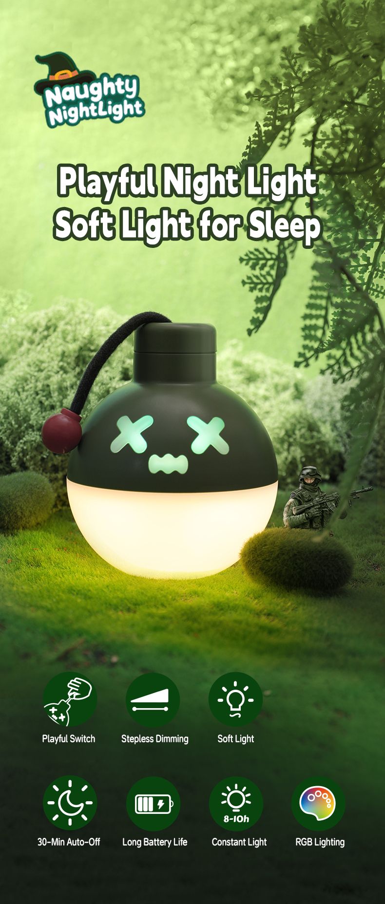 Süßes oder Saures Nachtlicht Schlafzimmer Nachttisch Schlaf Buntes Farbwechsel-Atmosphärenlicht Kreative Ornamente Kindergeschenk_voghion.com