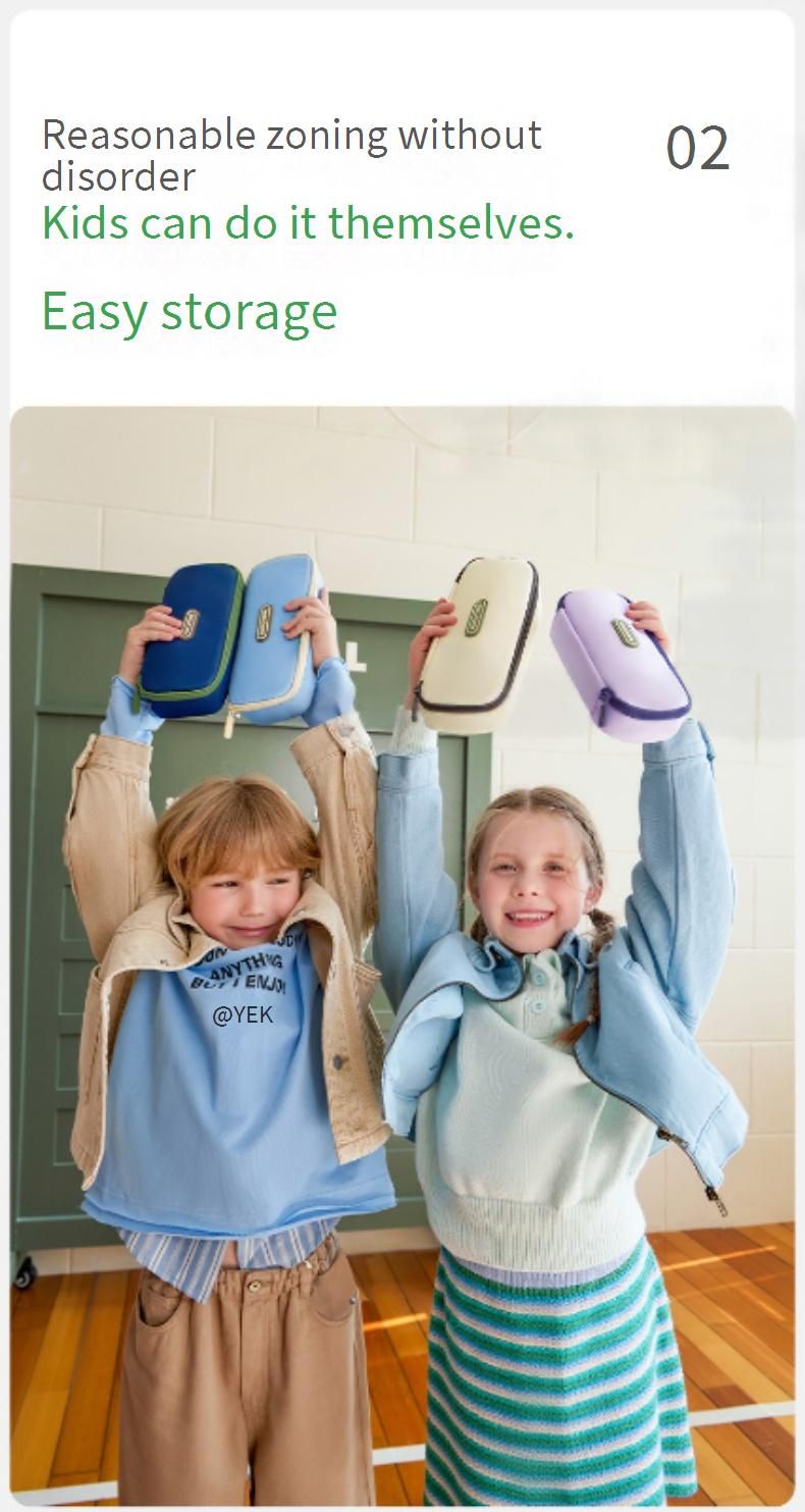 Kids' Pencil Case – Large Capacity School Organizer With Anti-Bacterial & Water-Resistant Options (Light Breeze Blue/Frosty Milk/Deep Blue/Purple))_voghion.com