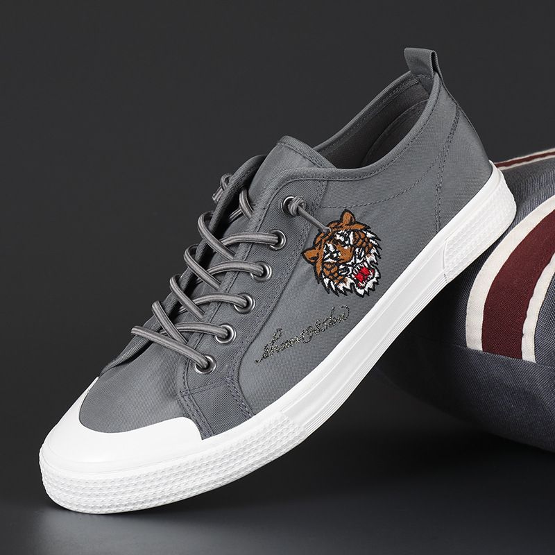 Scarpe da ginnastica casual classiche ricamate basse in tela lucida, con ombrello in seta ghiacciata, traspiranti, con lacci e suola morbida, Euro Step_voghion.com