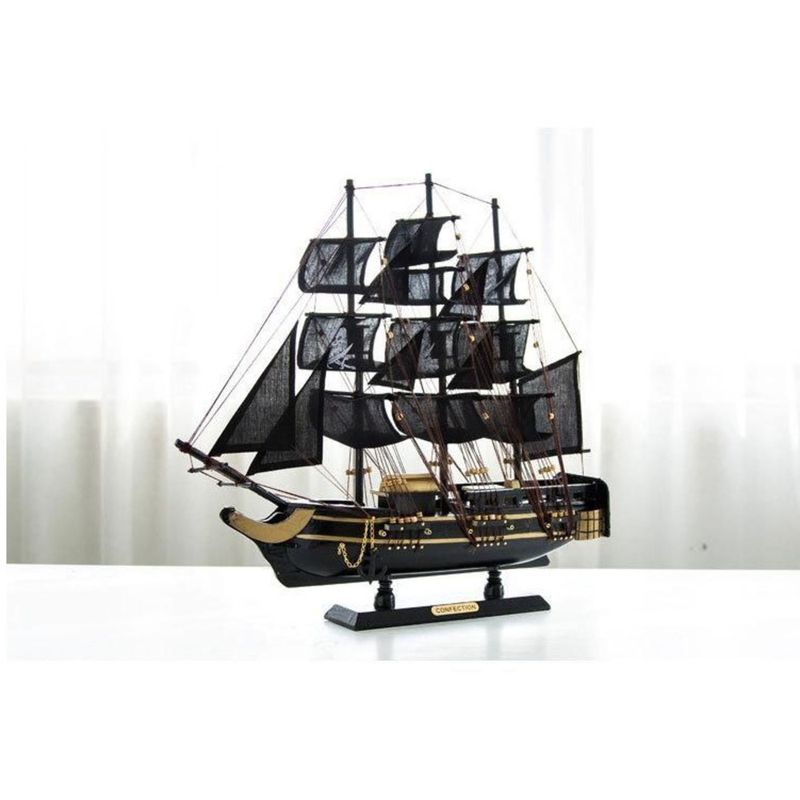 Massivholz Segelboot Modell Black Pearl Karibik Piratenschiff Schreibtisch Dekoration kleines Ornament Abschlussgeschenk kreativ_voghion.com
