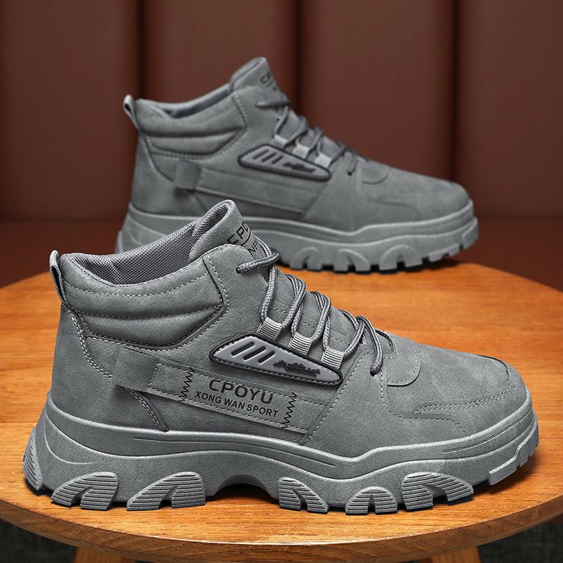 Men's Martin Spring High Top Waterproof Non-Slip Work Safety Outdoor Height Increasing Thick Sole Hiking Boots_voghion.com
