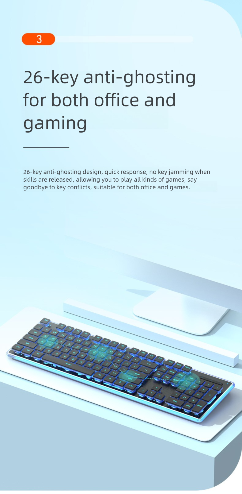 Wired Mechanical Feel Keyboard Waterproof Silent Ultra-thin Gaming E-sports Office Typing Desktop Laptop_voghion.com