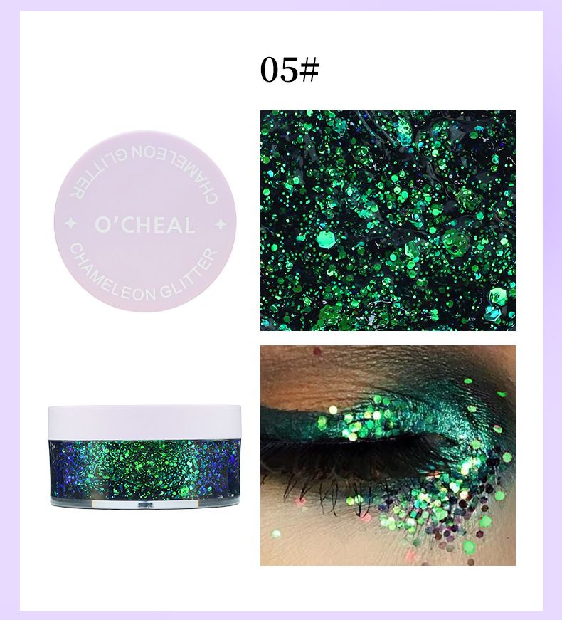 OCHEAL Colorful Sequins Chameleon Eyeshadow Face Sequins Gel Cream Body Face Nightclub Stage Makeup_voghion.com