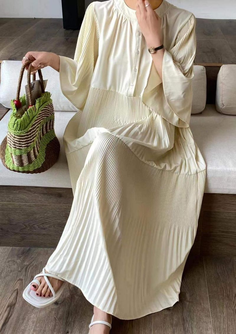 Plus Size Dress – Flowy Pleated Midi Dress With Flared Sleeves (7 Colors) | One Size Fits 8-16_voghion.com