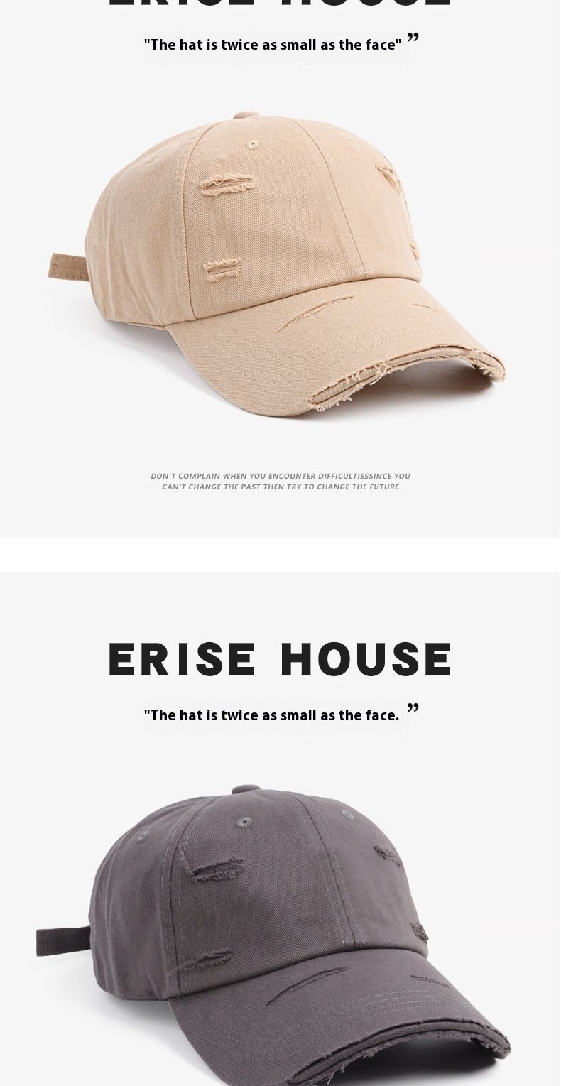 Baseball cap female new spring and summer hip-hop Hundred with soft top curved brim retro personality do old broken hole duck tongue cap male_voghion.com