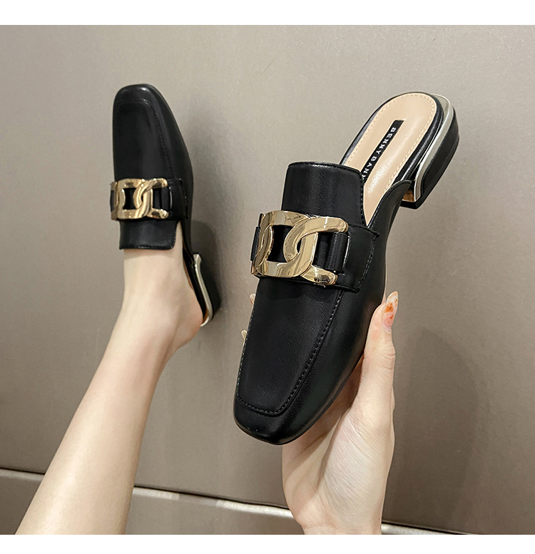Echtes Leder Baotou Half Slipper 2023 Frühling und Sommer draußen tragen Sandalen und Hausschuhe quadratische Zehen faule halbe Slipper All-Match-Müller-Schuhe_voghion.com