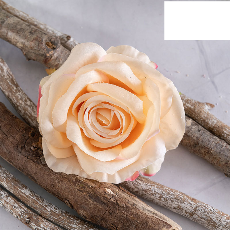 Home decoration happy rose head artificial flower hand-held flower rose wall artificial flower_voghion.com