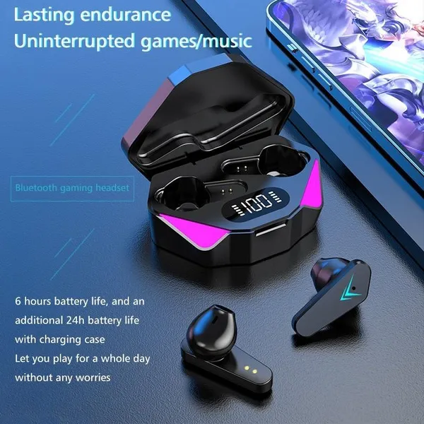 Bezprzewodowy zestaw słuchawkowy do gier TWS Bluetooth 5.3 douszne słuchawki dla graczy Bezprzewodowe słuchawki stereofoniczne z redukcją szumów Bezprzewodowe słuchawki douszne z mikrofonem_voghion.com