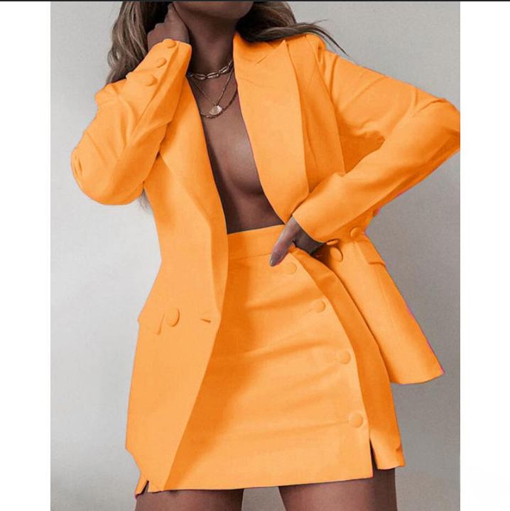 Abbigliamento donna completo tinta unita piccolo completo giacca gonna corta completo due pezzi_voghion.com