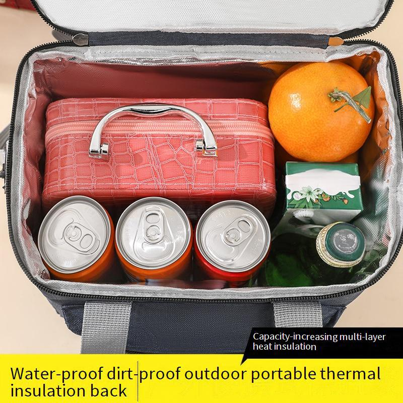 Bolsa térmica de doble capa para el almuerzo, impermeable, a prueba de fugas, para picnics al aire libre, oficina, escuela, bandolera térmica con múltiples compartimentos._voghion.com