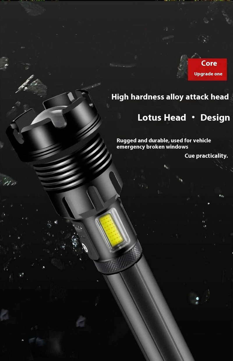 P90 Tactical Flashlight - Ultra Bright 10000 Lumens LED, Zoomable Rechargeable Aluminum Flashlight For Outdoor, Camping, Emergency_voghion.com