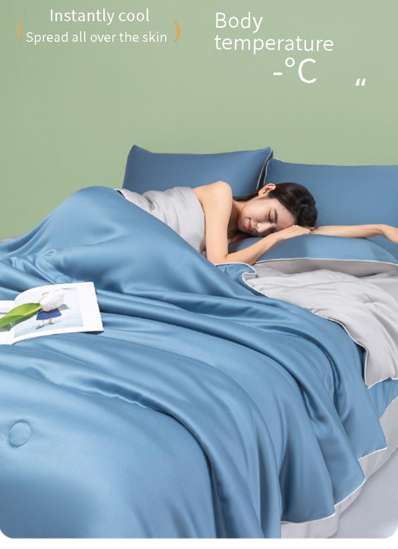 Ice Silk Cooling Blanket - Lightweight & Breathable For Summer Machine Washable Perfect For Dorms & Air-Conditioned Rooms_voghion.com