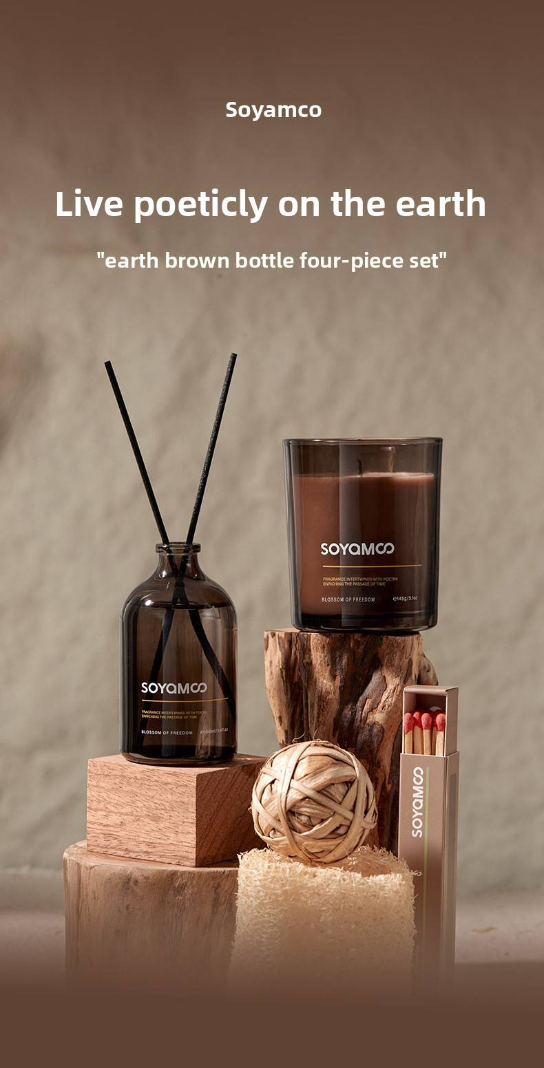 Scented Candle & Diffuser Gift Set Exotic Wood & Citrus Aromas For Home Spa, Romantic Gifts (Ebony Oud, Frost Fir, Cuban Cigar, Zen Tea, Lily Citrus)_voghion.com