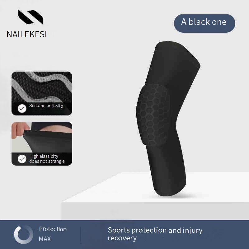 Ginocchiere da basket con protezione a nido d'ape - Traspiranti, antiscivolo, supporto esteso per uomini e donne - Ideali per corsa e sport (nero/bianco)_voghion.com