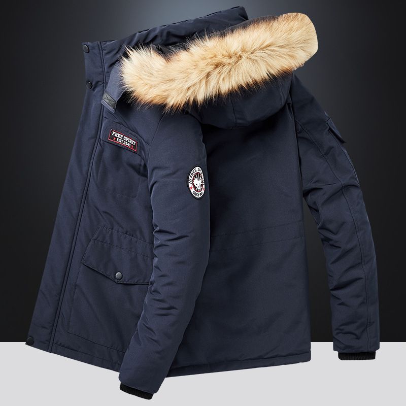 Premium Detachable Hood Winter Coat For Men & Women - Thickened Polyester Padded Jacket With Multiple Pockets, Zip-Front Travel Outerwear_voghion.com